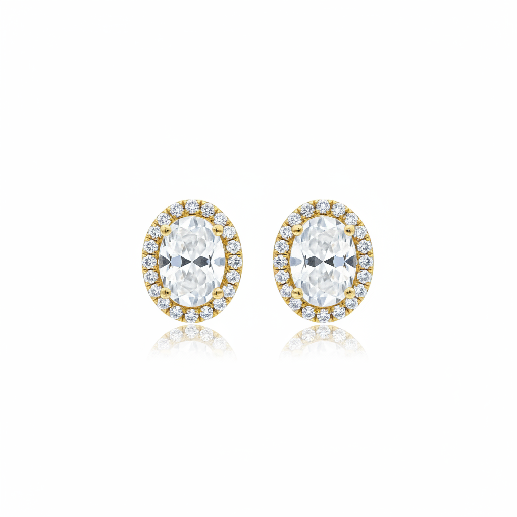 Diamond Halo Stud Earrings