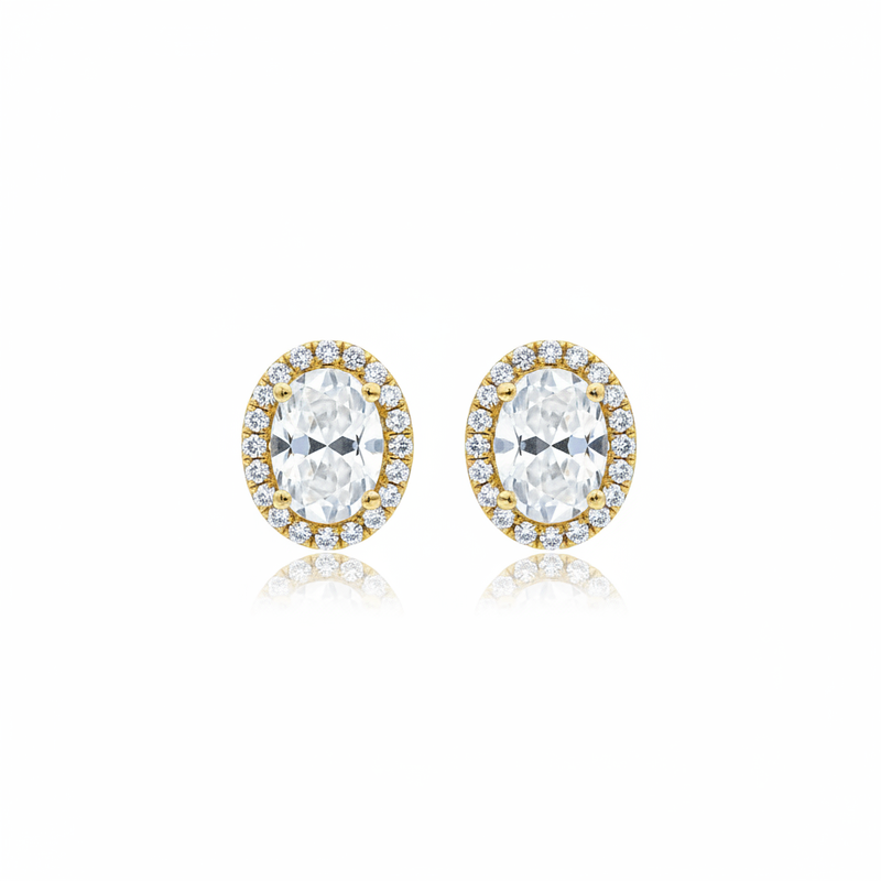 Diamond Halo Stud Earrings