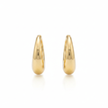 10k gold chunky oval huggie hoop earrings on white background