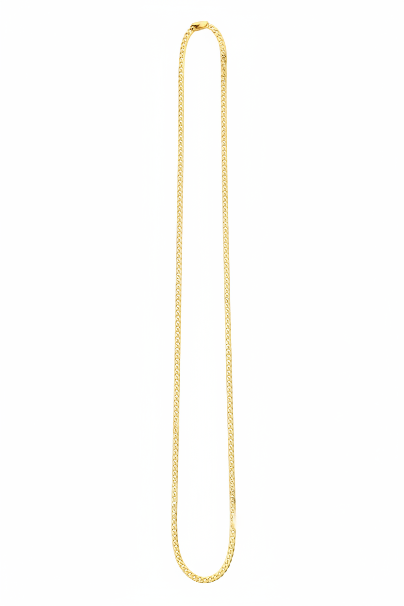 10k gold Cuban link chain necklace on white background