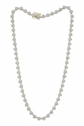 10k white gold pavé diamond heart link necklace on white background
