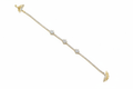 10k gold pavé tennis bracelet with three flower diamond cluster stations on white background